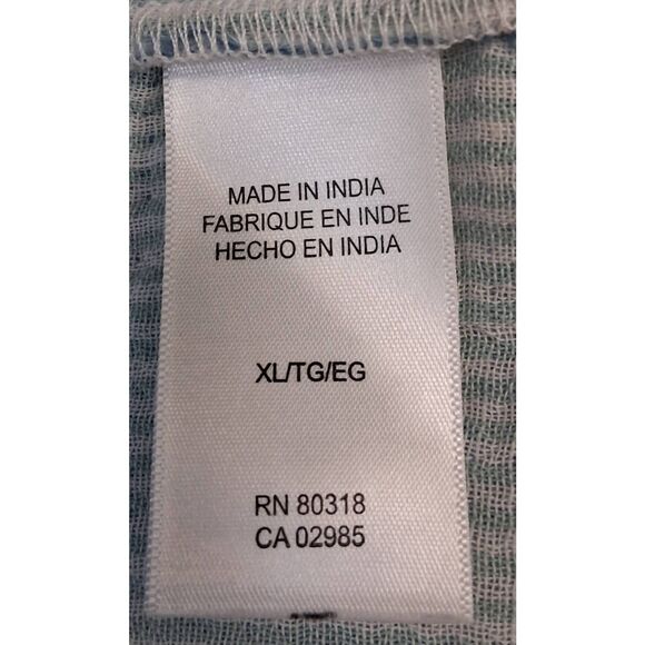 Lucky brand womens xl gauzy cotton shirt blouse blue plaid top tab sleeve - Picture 8 of 9